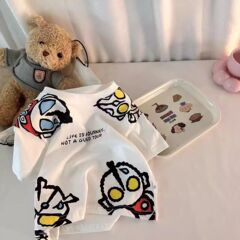 純綿男児ウルトラマン半袖中小児童夏服新型四角アニメプリントtシャツ洋気上着潮