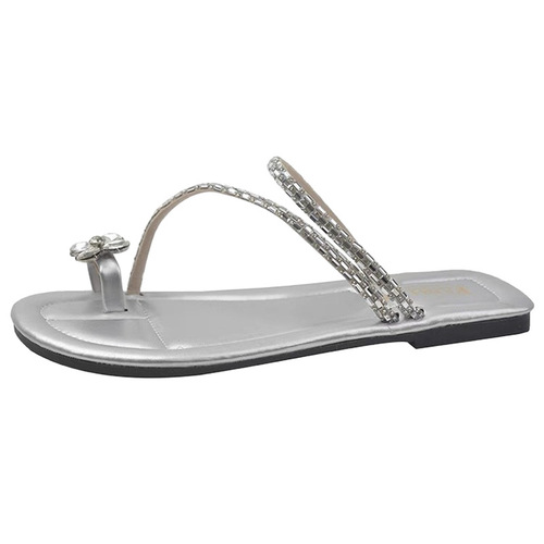 Sandals with flat French fairy shoes, soft soles for summer, matching dresses, toe-water diamond sandals for summer