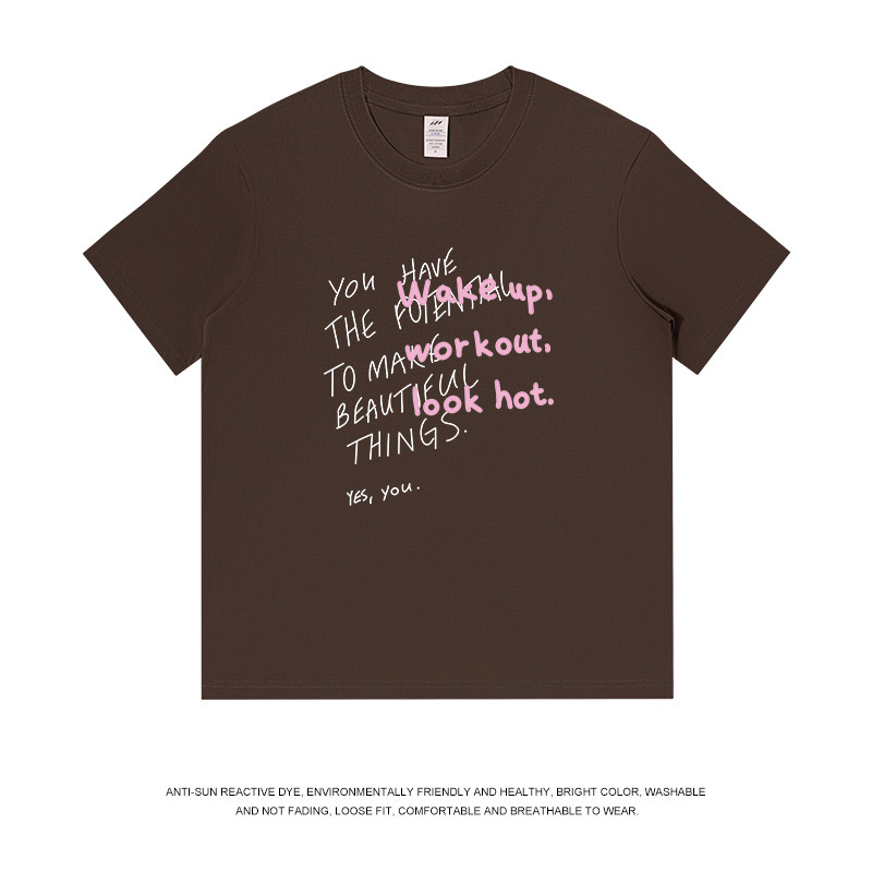 メンズストリートファッションレタープリントTシャツ半袖メンズラウンドネックニッチデザイントレンドTシャツカジュアルで万能なトップス|undefined