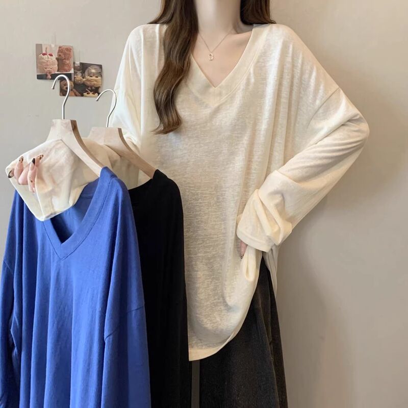 长袖防晒衫大码宽松300斤胖MM新款显瘦宽松休闲百搭打底上衣t恤女|undefined
