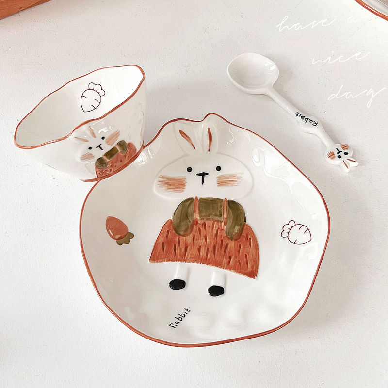 Cartoon Children's Ceramic Tableware 2025 New Model Bowls and Plates for Home Use, High Aesthetic Value, Cute Rice Bowls and Dinner Plates with Underglaze Color Cartoon Children's Ceramic Tableware 2025 New Model Bowls and Plates for Home Use, High Aesthetic Value, Cute Rice Bowls and Dinner Plates with Underglaze Color