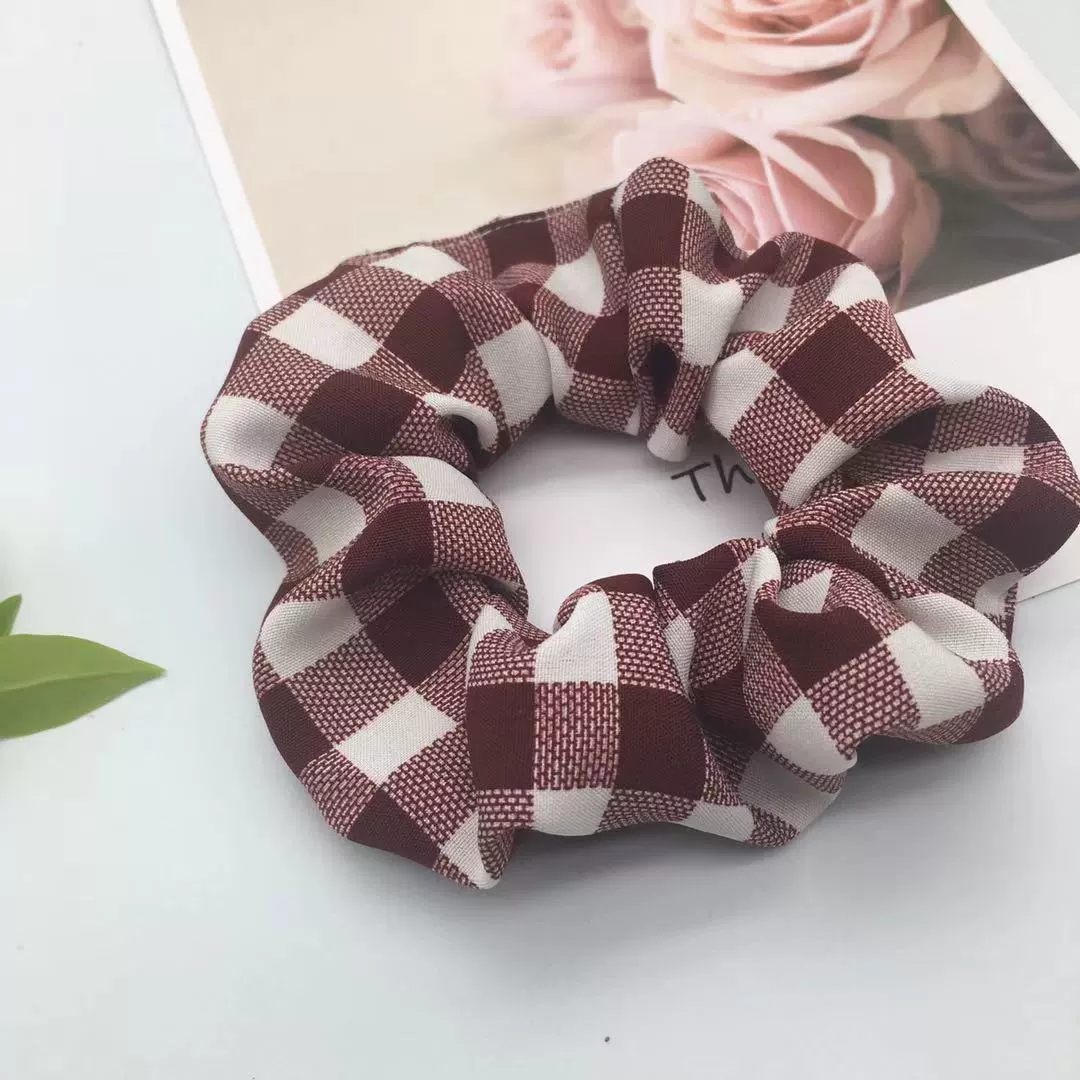 Крупный — мышечный? (likely) 'Large -intestine' hair circle grid girl Mori INS college Feng Korean version of the same hair rope fresh temperament head rope wholesale
