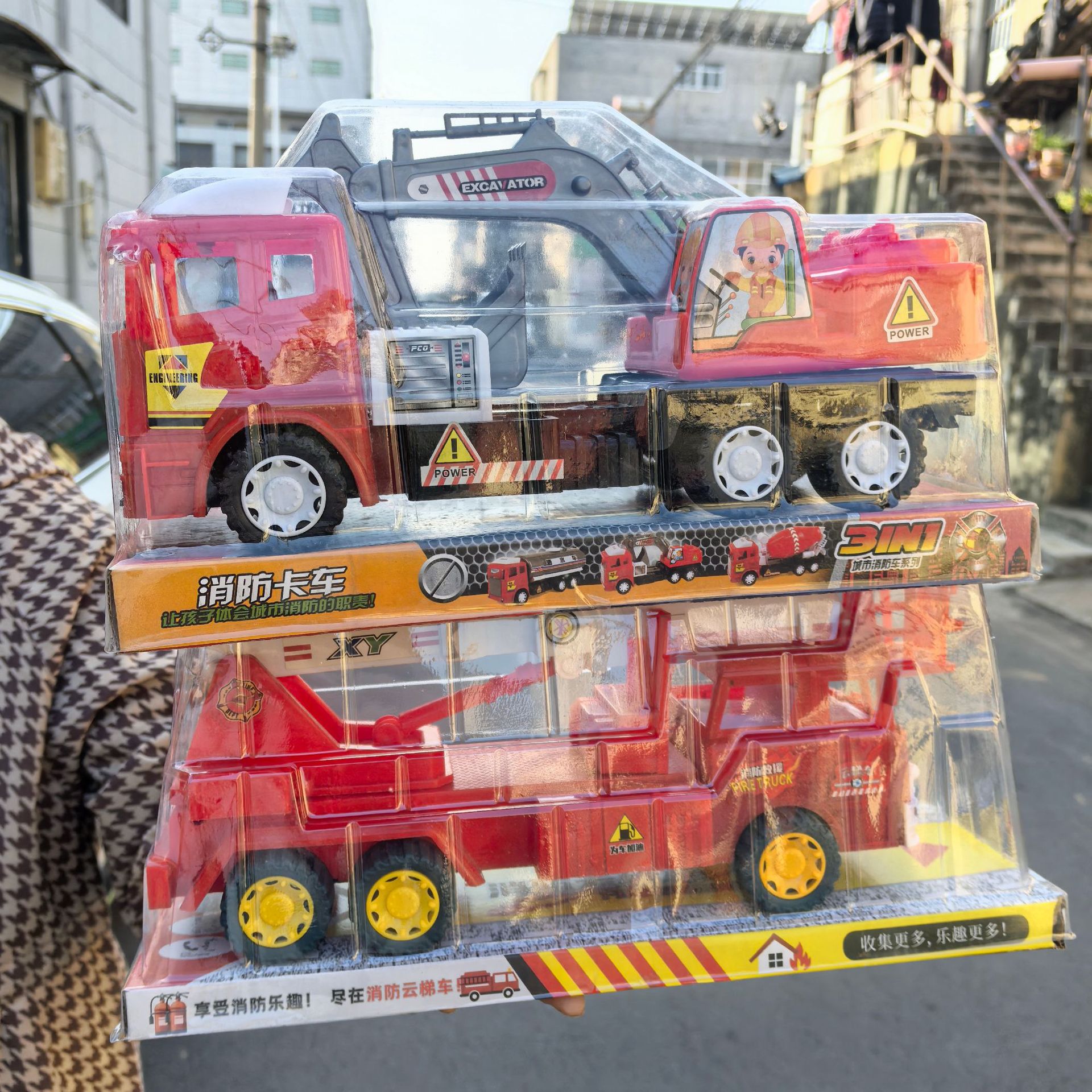 Large toy car trailer, construction vehicle, crane, excavator set, boy's mixer truck, crane toy car