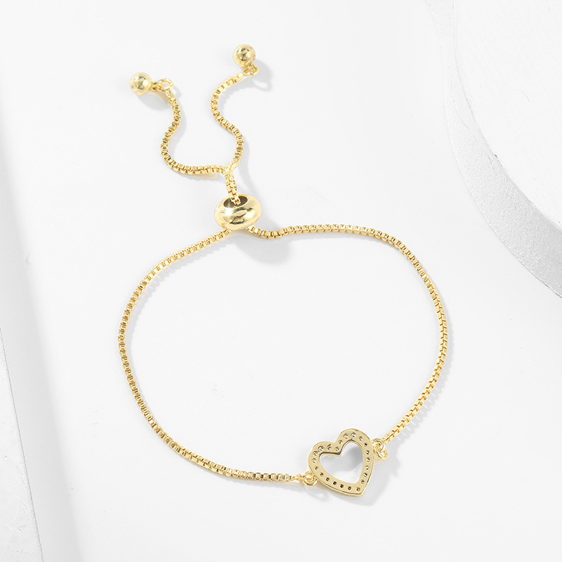 Sweet Heart Shape Copper Inlay Zircon Bracelets 1 Piece