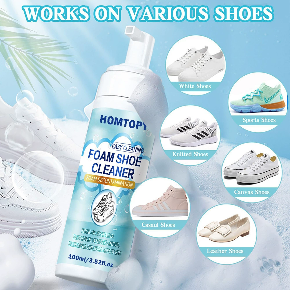 Очиститель для обуви из белой пены для удаления пожелтения и загрязнений, моющее средство для химчистки, несмываемая пена для чистки обуви.