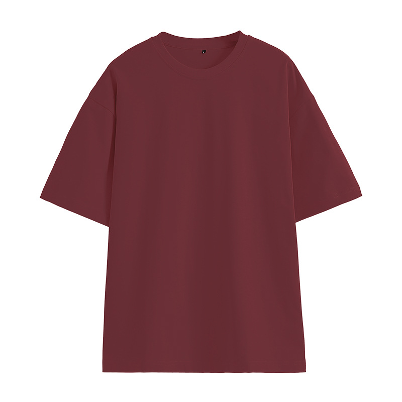 Weilong ropa Camiseta de algodón de los hombres 240g Camiseta de manga media pesada verano ins marca de moda gota hombro suelta camisa de cuello redondo