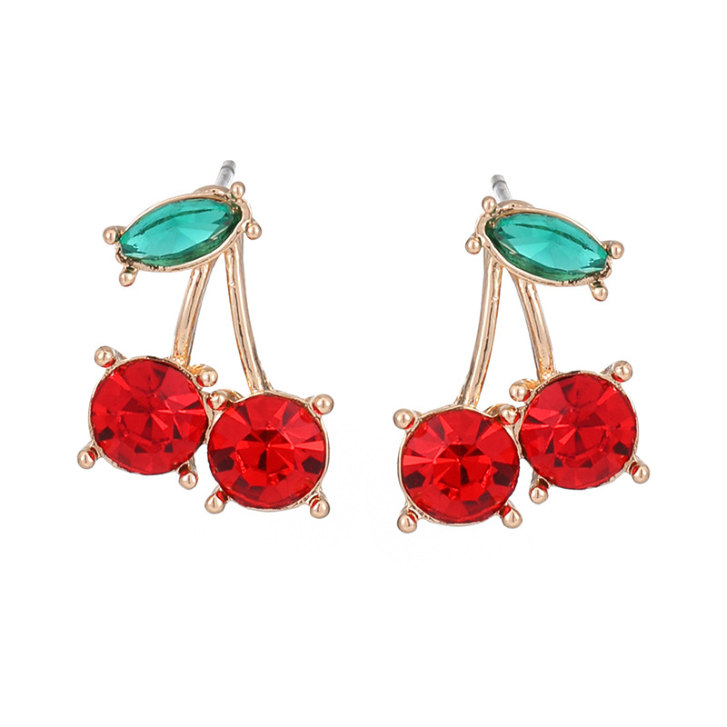 Europa y América de moda moda diamantes fruta amor aretes nuevos comercio transfronterizo personalidad aretes de cereza image 6