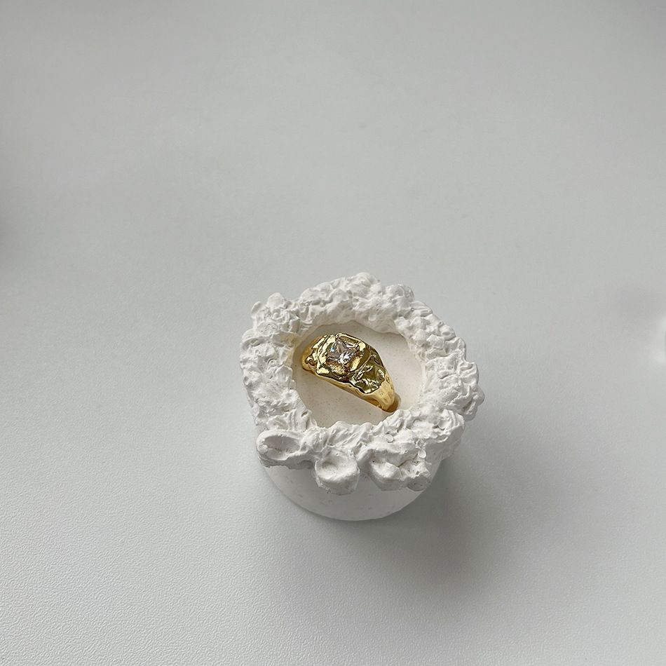 Fashion Geometric Copper Zircon Open Ring