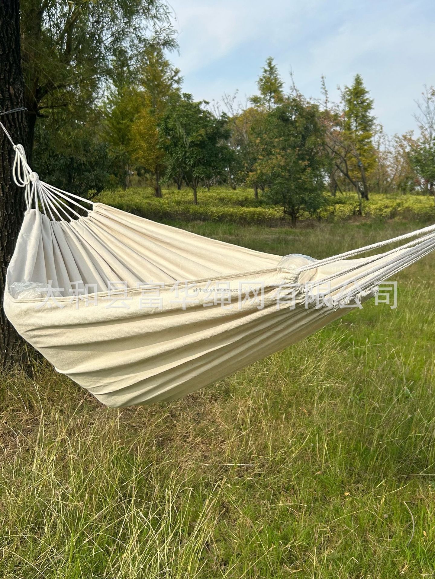 Fuente de la fábrica de lona blanca hamaca al aire libre al por mayor color sólido 2 M Individual Doble hamaca al aire libre orden de comercio exterior