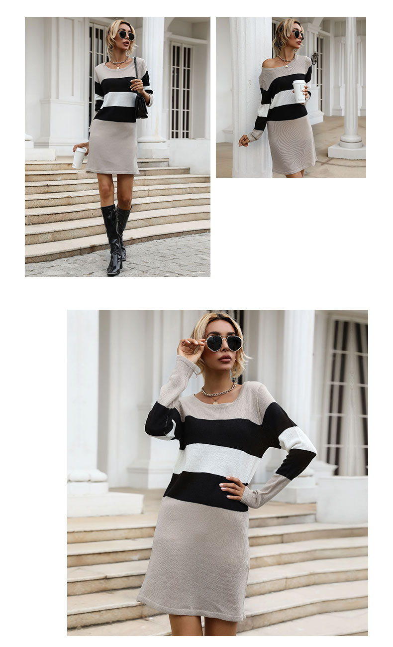 autunno e inverno donna casual ampio color-block maniche lunghe_voghion.com