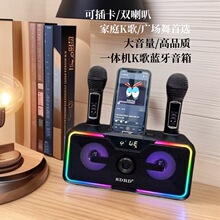 新款SD215K歌一体机蓝牙音箱便携家用广场舞双麦克风插卡话筒音响
