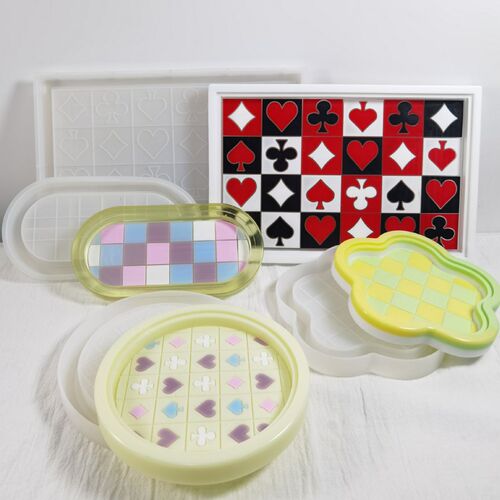 Fat Yaya DIY white glue-free checkerboard glue mold rectangular/round large setting table quicksand tray mold