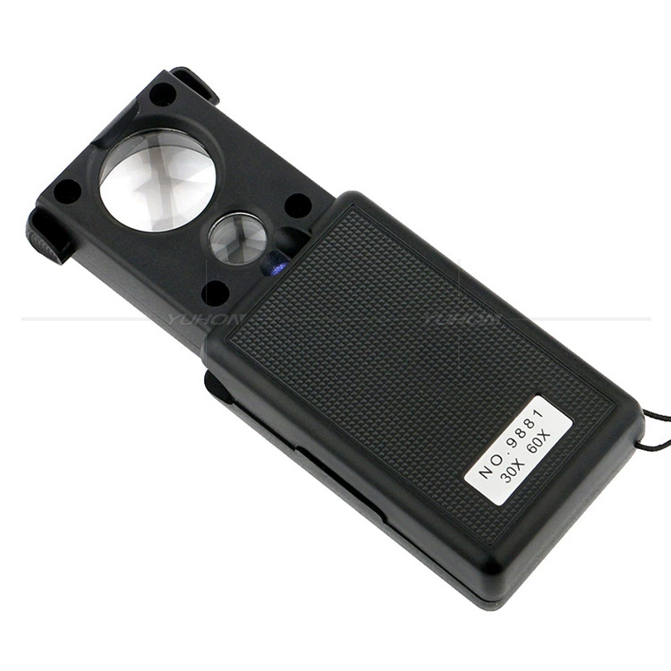 Светодиодный флуоресцентный детектор денег с двойной линзой, выдвижной антикварные украшения, фарфоровая каллиграфия и идентификация живописи, 30 раз, 60 раз увеличительное стекло