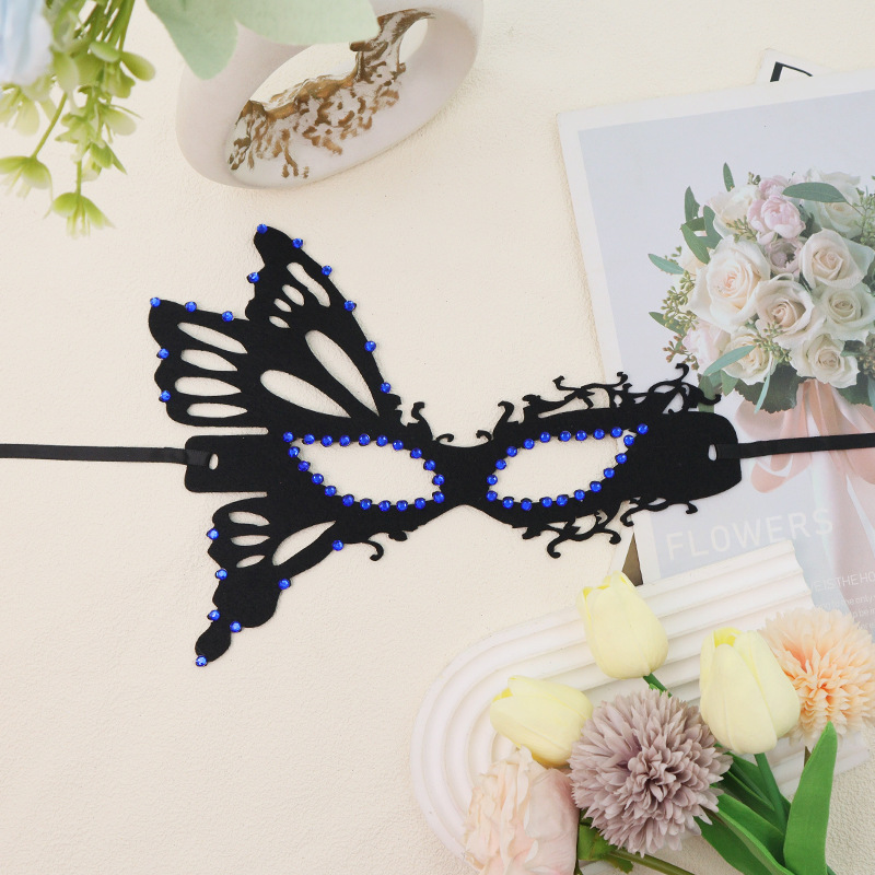 Halloween mariposa mitad cara máscara de adultos collar de diamantes fiesta anual venecia mascarada pestañas de baile
