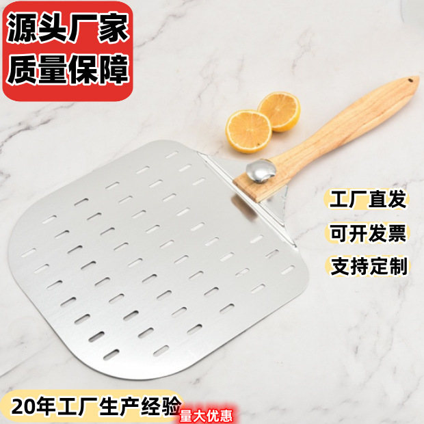 ピザスパチュラ アルミケーキスパチュラ コンビネーションピザスライサー 12inch 木製ハンドル アルミピザスパチュラ ベーキングスパチュラ ピザ転送ツール|undefined