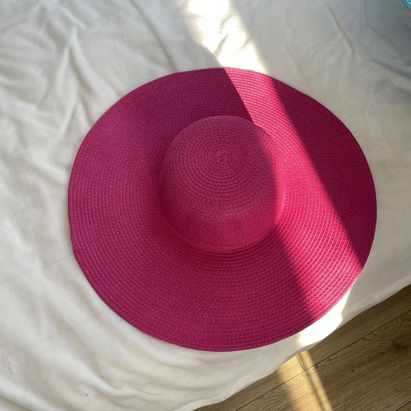 4146g Weight Straw Hat Hats Type Holiday, Daily Occasion Women's Elegant Simple Style Solid Color Crimping Straw Hat
