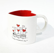 厂情人节心形杯子陶瓷杯咖啡杯热款卡通情侣个人爱心带柄厂家直销