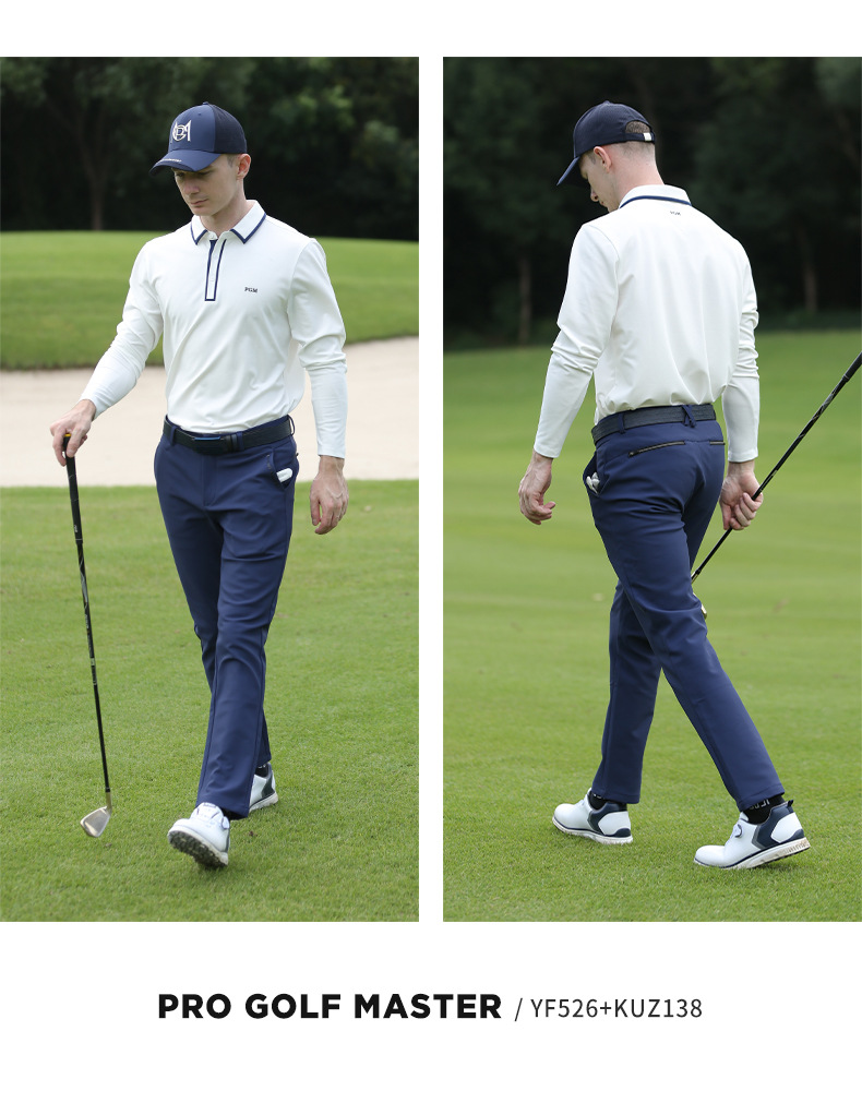 Áo thun dài tay golf nam PGM cổ polo, chất liệu co giãn thoải mái — YF526-màu trắng, YF526-màu xanh nước biển chi tiết 8