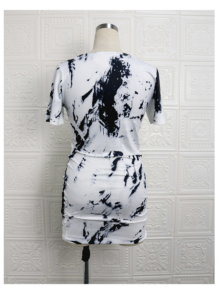 printed tie-dye short-sleeved T-shirt skirt two-piece  NSXS35327