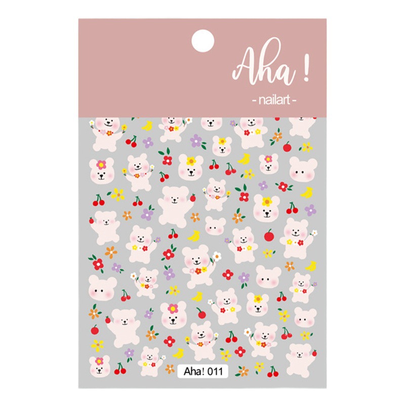 Peach Girl pequeño patrón ultrafino adhesivo impermeable calcomanías de uñas en línea celebridad de dibujos animados oso pegatinas cara sonriente