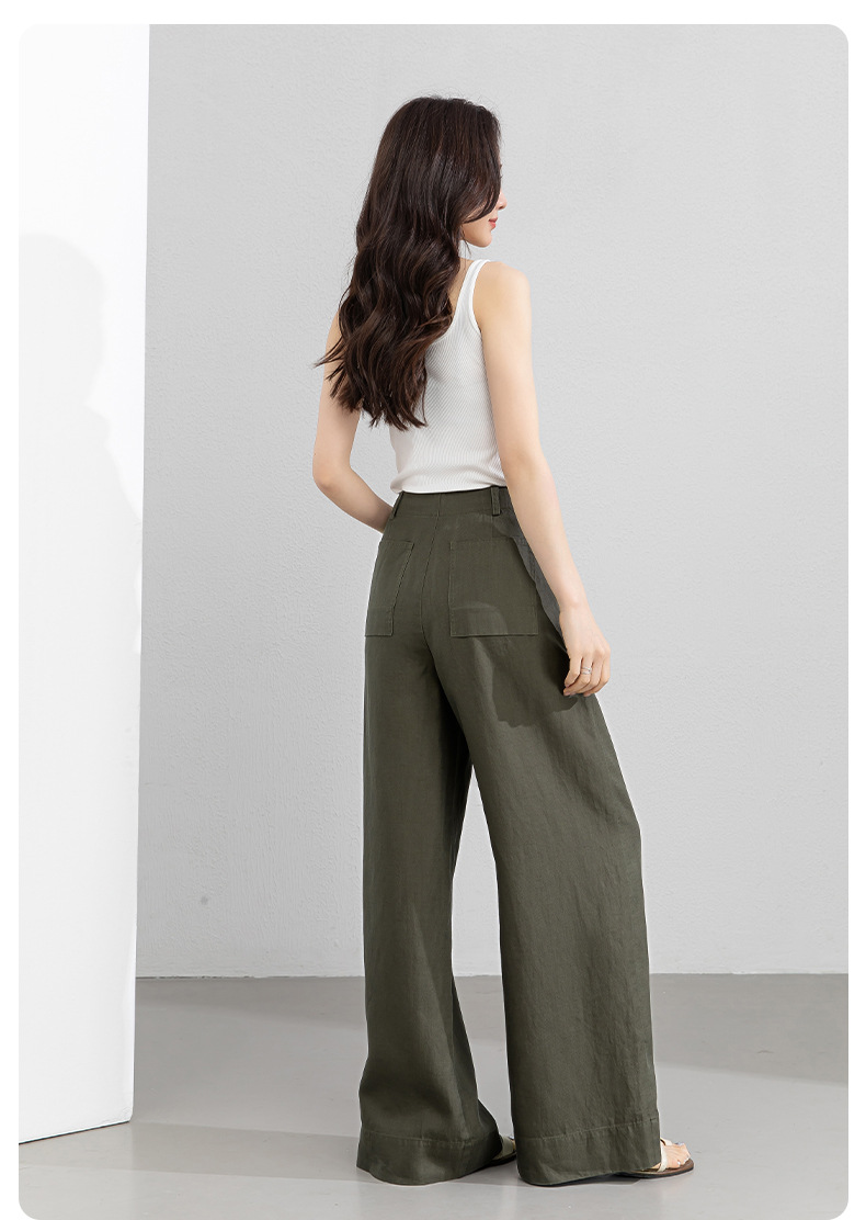 Quần culottes nữ ống rộng cạp cao vải linen phối sợi Lyocell, dáng suông rủ nhẹ, dài chạm đất — Màu sắc chi tiết 24