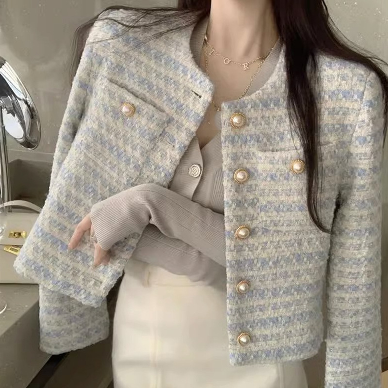 珍珠扣小香风外套女2025秋季新款法式设计感小众宽松短款气质上衣|undefined