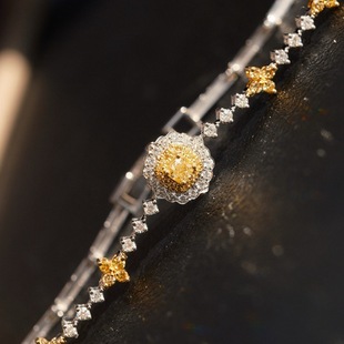 18K Gold Diamond Bracelet, Natural Yellow Diamond Simple Bracelet, Stacked High-End Diamond Bracelet Au750 Design