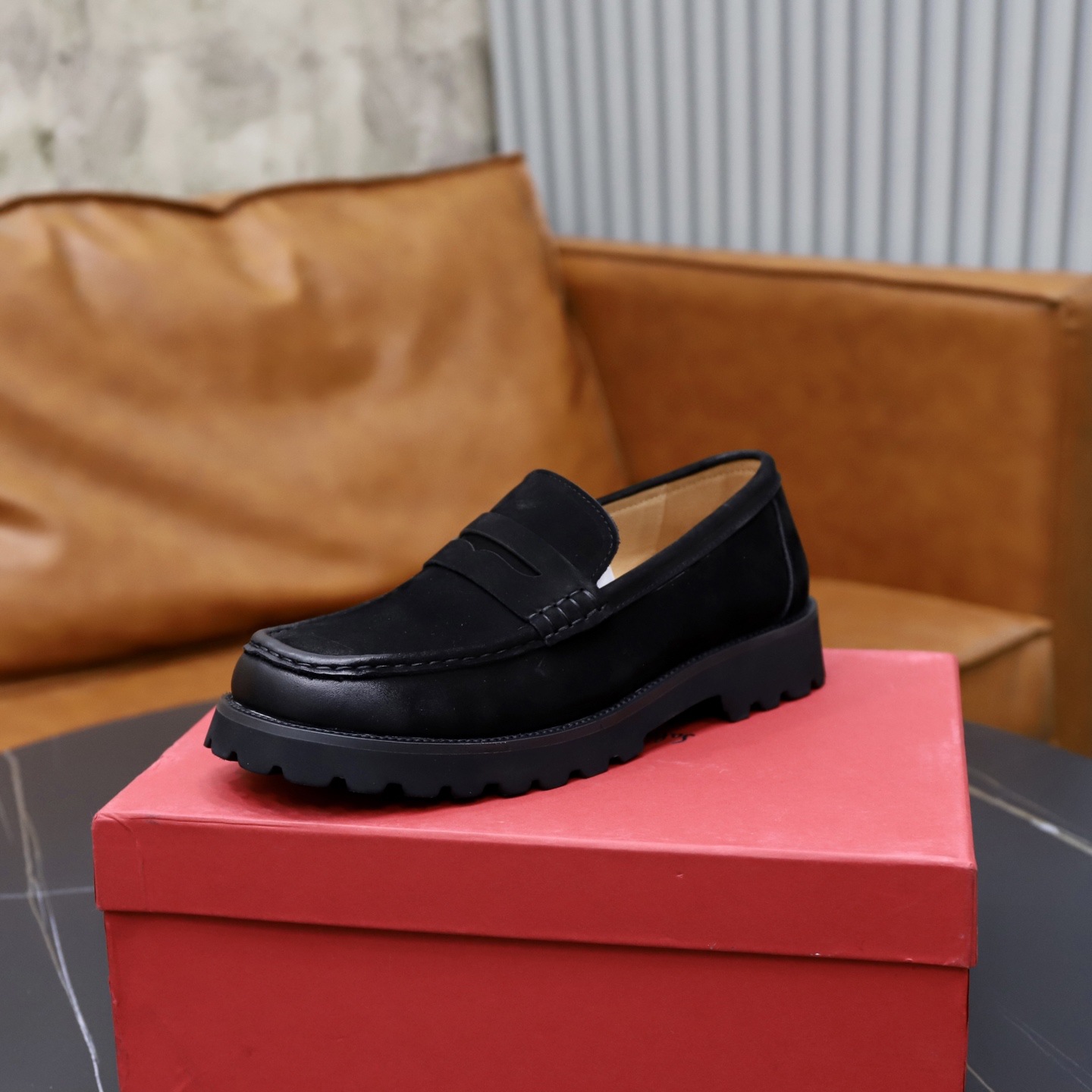 Quality Shoes Spring Summer New Retro Old Money Style Loafers Big Toe Brown Suede Shoes Men_vogvips.com