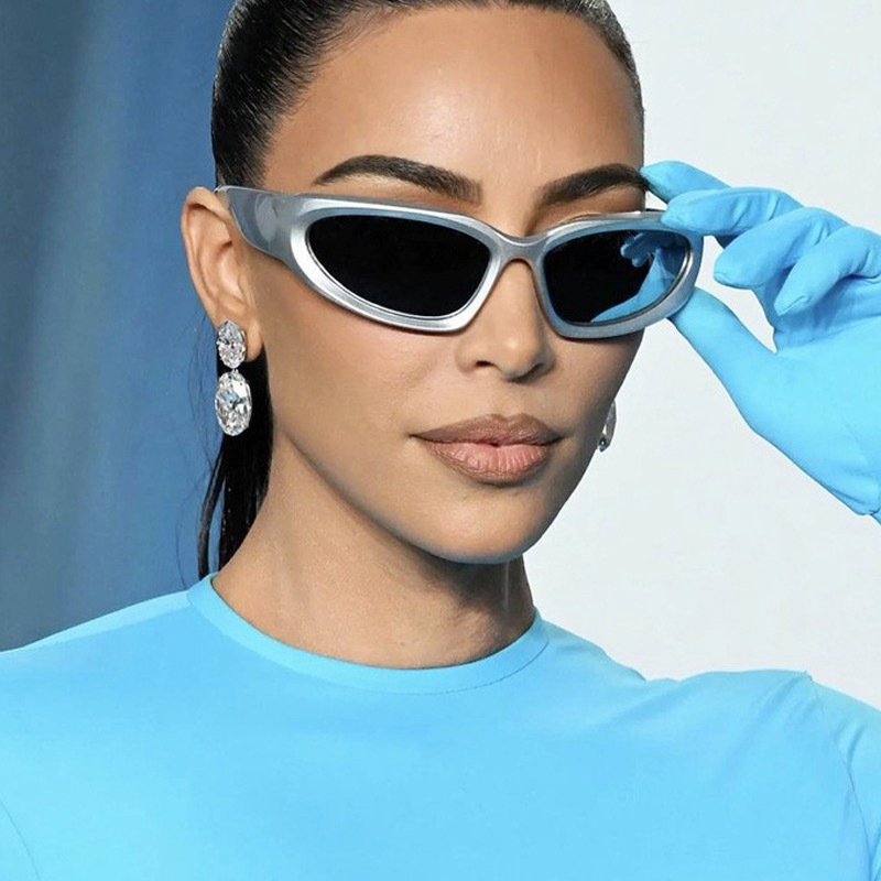 Irregular, Color Block Pattern Unisex Gender Y2K Irregular Color Block PC UV400 Protection Oval Frame Full Frame Women's Sunglasses
