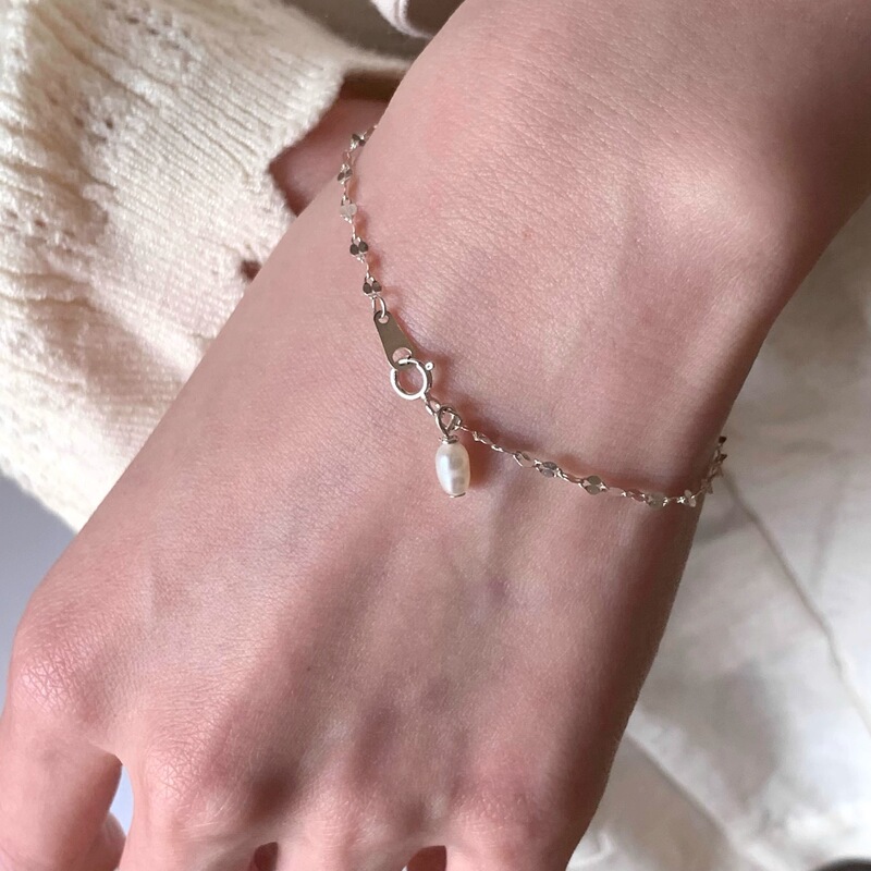 シルバービーズ織りクリスタルパールブレスレットレディースライトラグジュアリーニッチファッションブレスレット秋冬気質多用途ハンドジュエリー|undefined