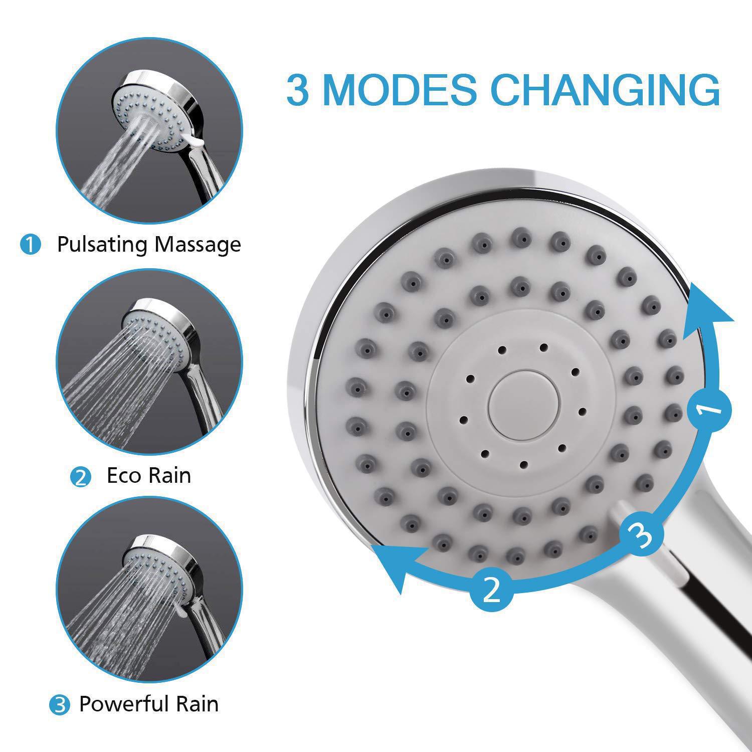 Juego de cabezal de ducha sobrealimentado de cambio de paleta de ducha de mano redonda transfronteriza al por mayor de fábrica