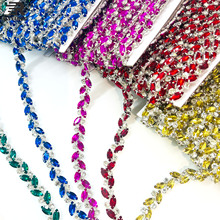 亚马逊跨境热销1.5cm花式水钻链码链 密集爪钻花链彩色马眼水钻链