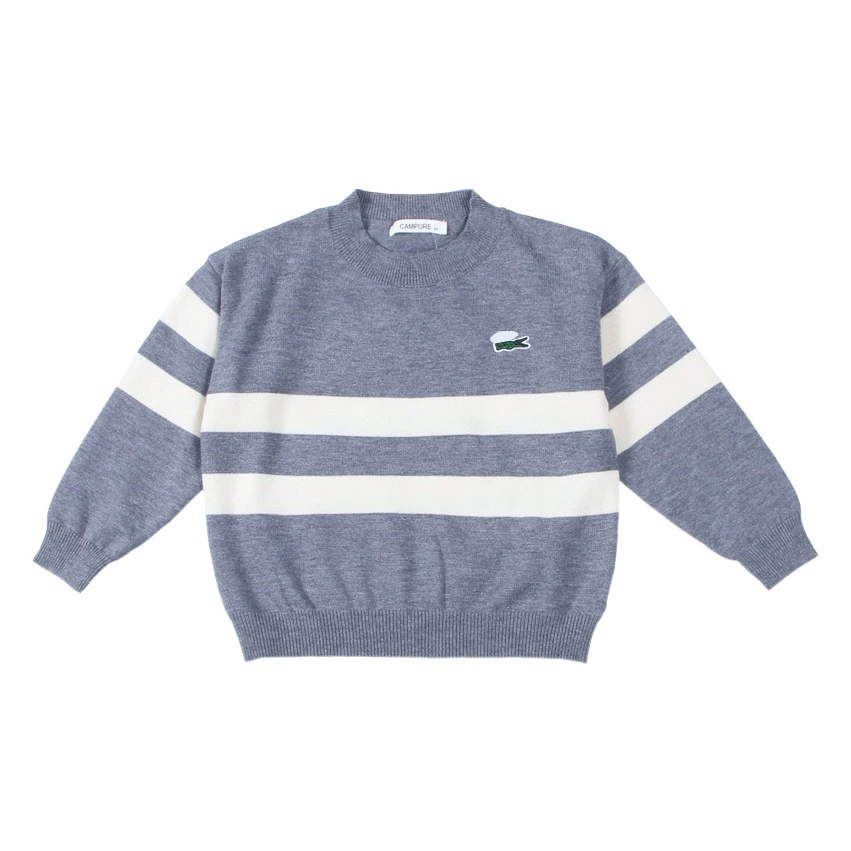 Детский свитер 2024 в корейском стиле, новая осенне-зимняя модель, вышитый полосатый свитер для мальчиков и девочек, детский трикотаж с круглым вырезом, трансграничная торговля