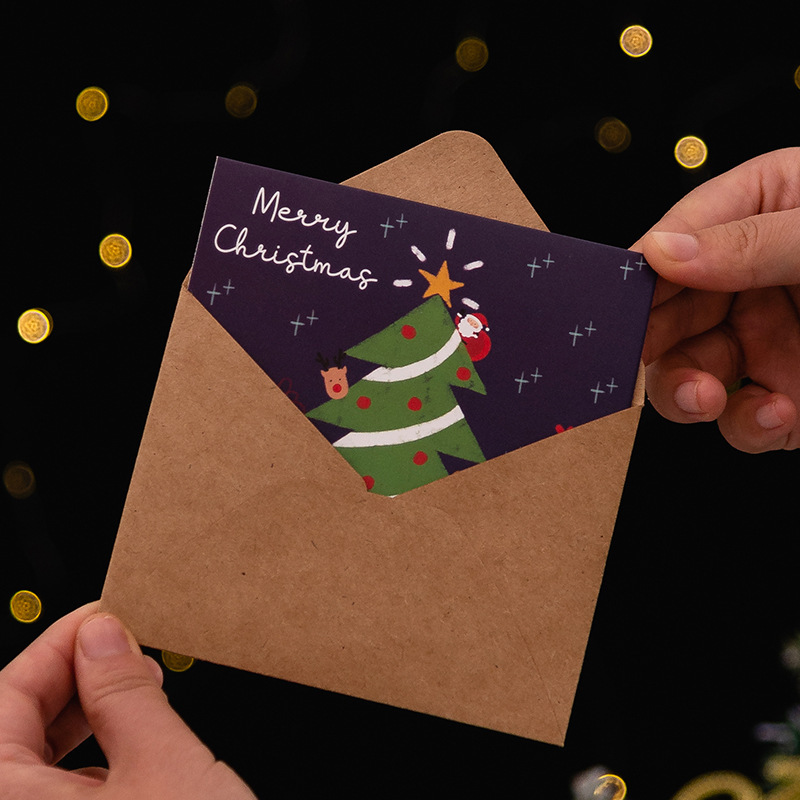 韓国のクリエイティブで興味深いクリスマス グリーティング カード ホットスタンピング ビジネス感謝祭の祝福 DIY 折りたたみ子供用ギフト カード|undefined