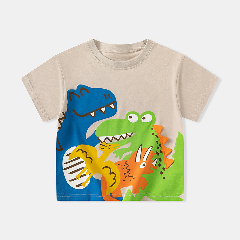 Betop ropa para niños 2025 verano niño dinosaurio camiseta de manga corta impresión ropa de bebé de media manga de moda