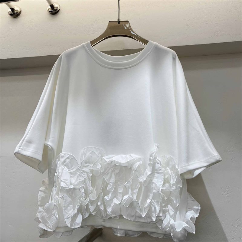 Round Neck Pullover Korean Style Stretch T-Shirt Top Autumn New Short-Sleeved Lace Bottoming Shirt Simple, Fashionable, Sweet and Versatile Round Neck Pullover Korean Style Stretch T-Shirt Top Autumn New Short-Sleeved Lace Bottoming Shirt Simple, Fashionable, Sweet and Versatile