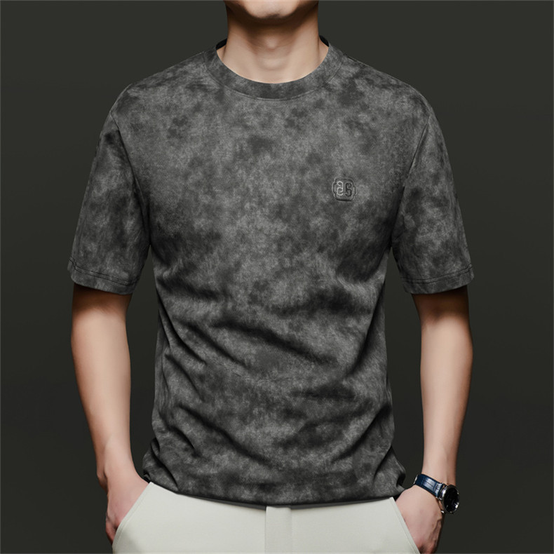 Printed Round Neck Men's Short-Sleeved T-Shirt, New Summer Style Casual Loose Korean Style Sports Bottoming Shirt for Young and Middle-Aged Men