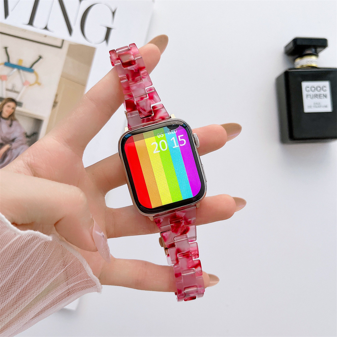 40g Weight Apple watch watchband Classification Resin Material Multicolor, Solid Color Pattern Casual, Retro Style Casual Retro Multicolor Solid Color Apple Watch Watchband 8