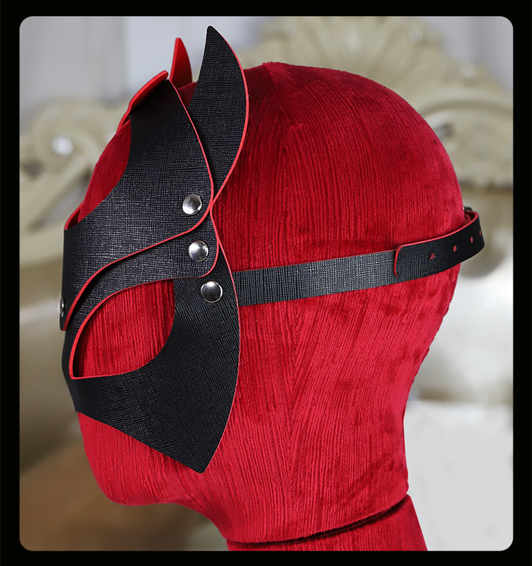 SM Masked Eye Mask Role-Play Blindfold for Couples, Black Leather and Metal — detail image 32