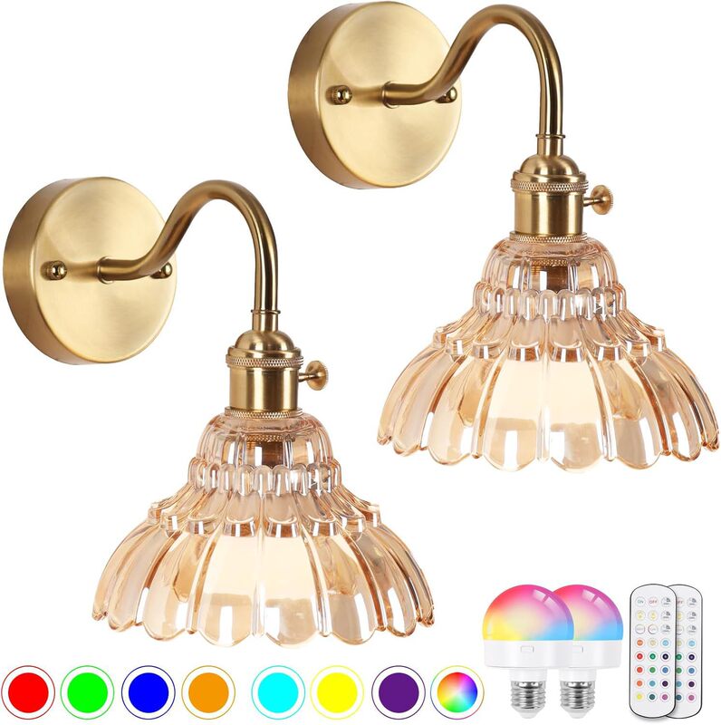 Cross-Border American-Style Glass Wall Lamp, Cordless Rechargeable Wall Lamp, Modern Living Room Bedroom Bedside Cordless Rechargeable Lamp