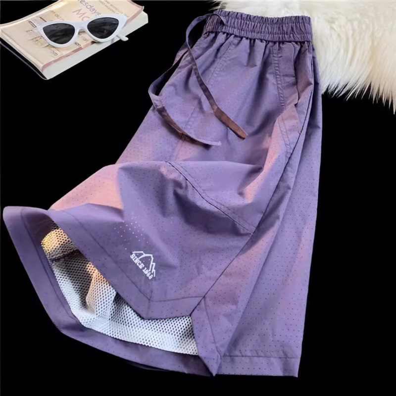 Purple Mesh Quick-drying Breathable Shorts Men's Summer Sports Thin Dopamine plus size Loose Casual Shorts