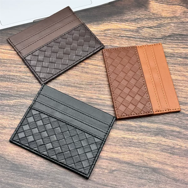 New Woven Pattern Card Holder for Men and Women, Retro Card Case, Compact Id Card Holder, Double-Sided Card Slots, One-Piece Wallet