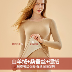 Cashmere silk suit plus velvet heating and warmth men's and women's autumn clothes and autumn trousers tight anti-cold and cold-proof thermal underwear wholesale