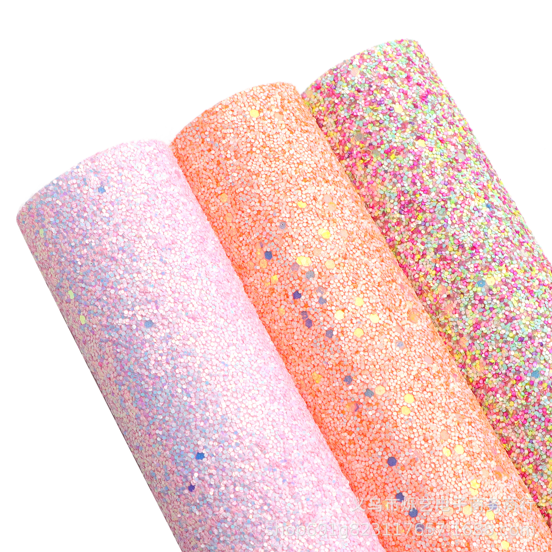 Sprinkle coarse powder and mix size sequins sliced leather DIY handmade bag PVC leather material 1Yc42216