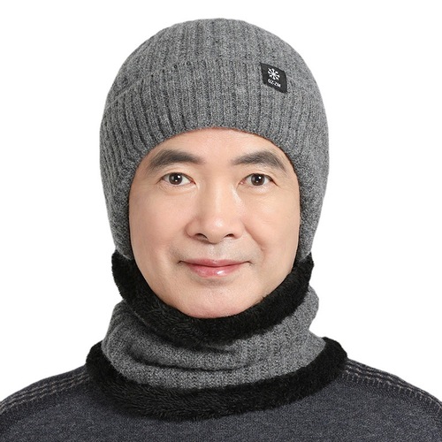 Winter hats for middle-aged and elderly men, knitted woolen hats for fathers and grandfathers, thick warm ear protection hats with extra lining, warm cotton hats for winter.
