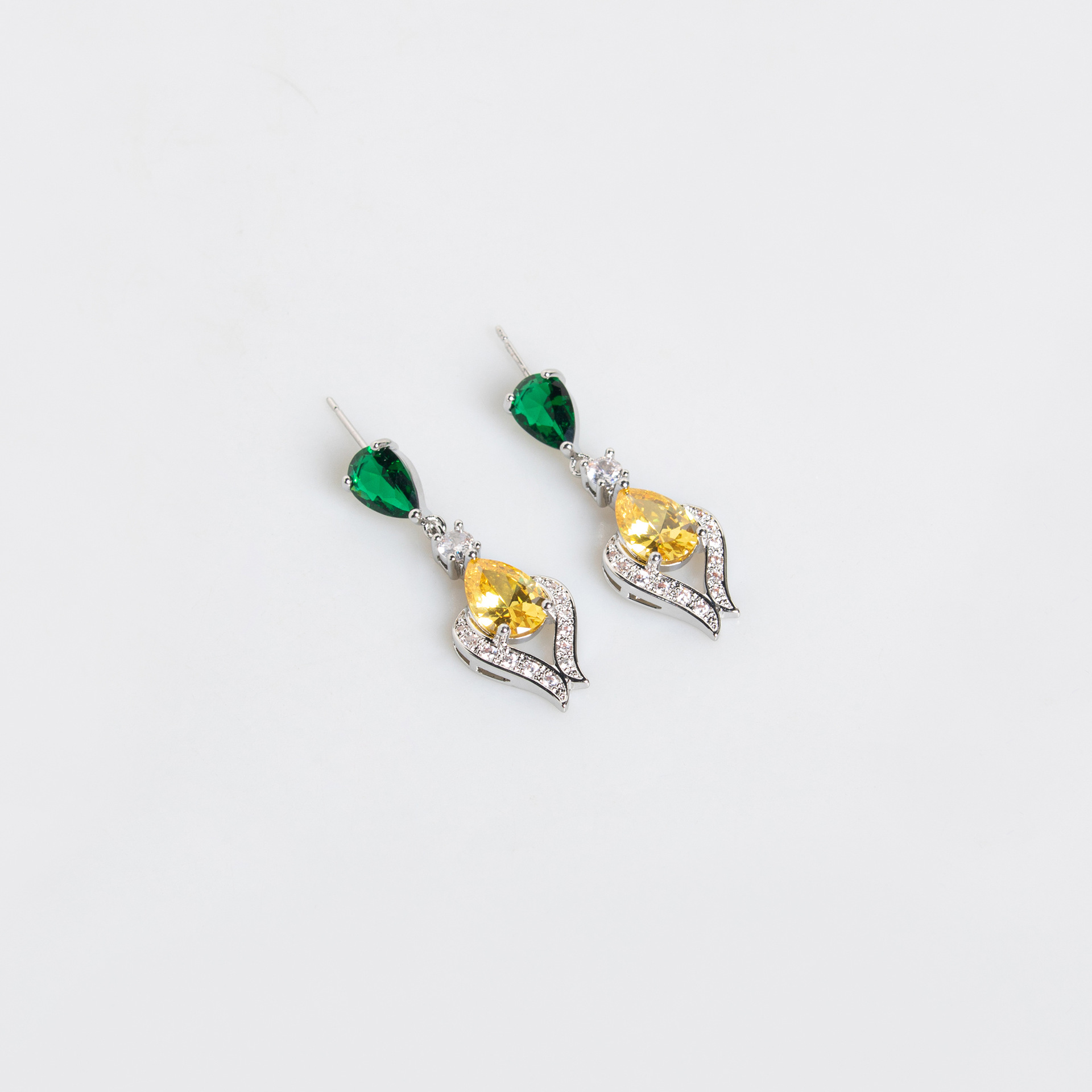 ethnic style bride zircon peacock shape earrings set tassel colorful clavicle necklace jewelry set_voghion.com