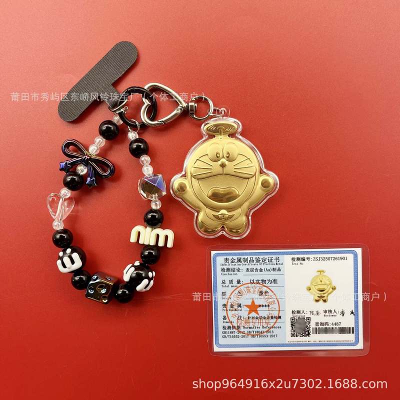 足金999哆啦A梦钥匙扣黄金机器猫包包挂件可爱挂饰抖音直播批发|undefined