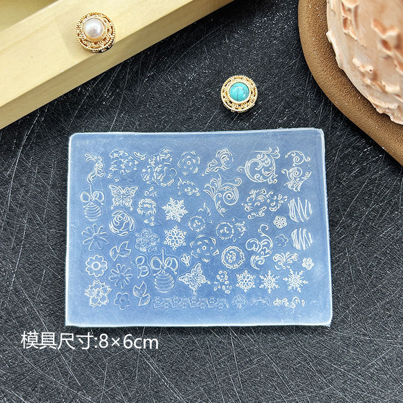 ins新款网红美甲立体浮雕雕花复古欧式西米亚DIY美甲装饰高透模具|undefined