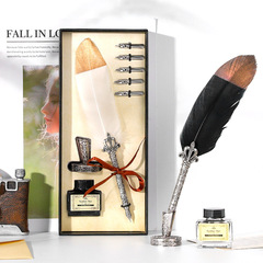 復古羽毛鋼筆套裝企業地產保險公司商務小禮品套裝會議文創紀念品