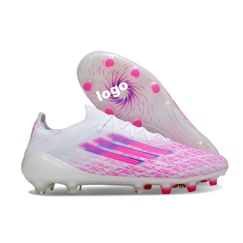 Fábrica de comercio exterior transfronterizo F50 zapatos de fútbol FG rosa con cordón de entrenamiento zapatos de fútbol para hombres hierba natural